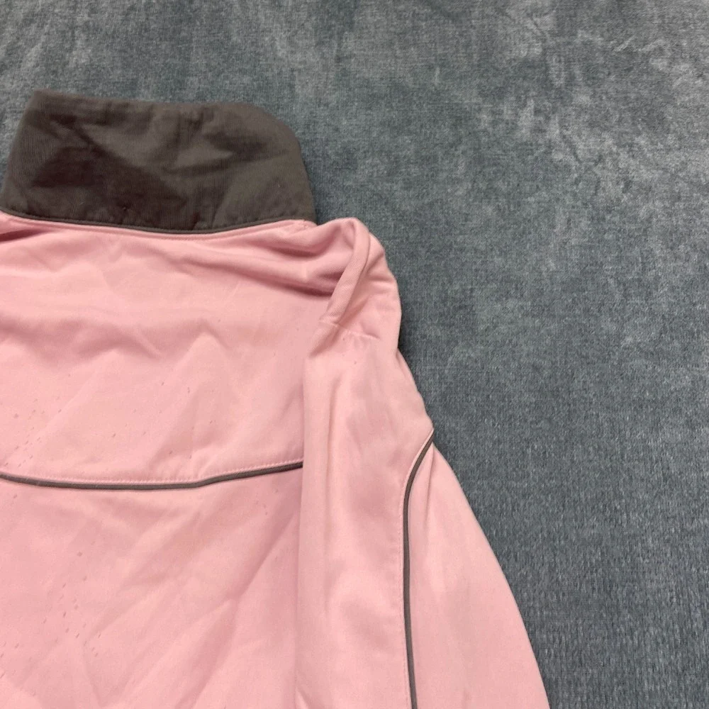 Nike Sportswear Athletic Jacket Girl L Pink Gray Fleece Lined Full Zip Mock Neck